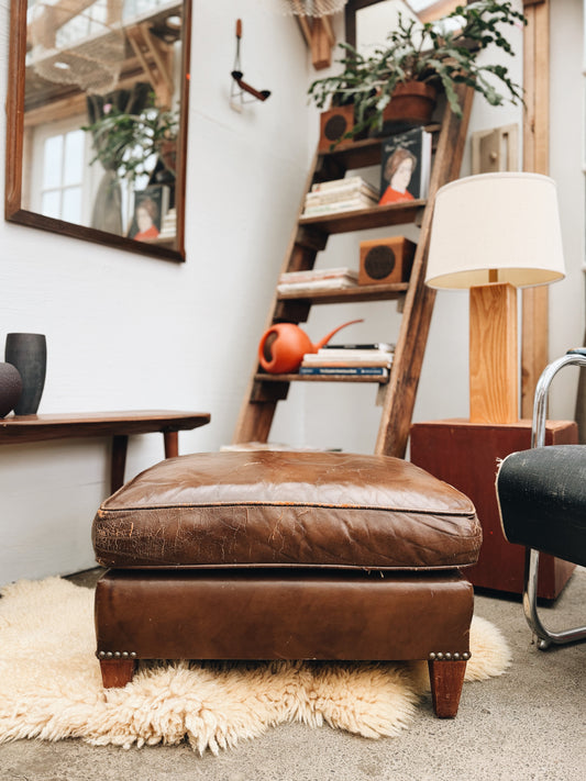 Vintage Leather Ottoman