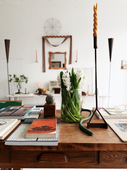 Tall Copper and Iron Candlestick