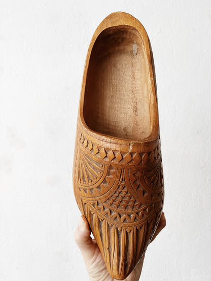 Vintage Carved Dutch Clogs for Filling