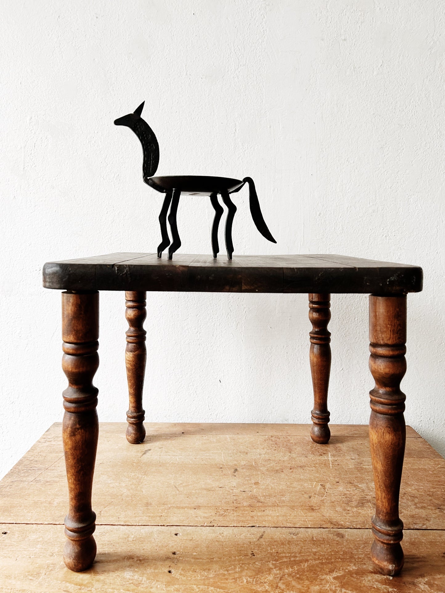 Iron Folk Art Catchall Dish or Candle Holder