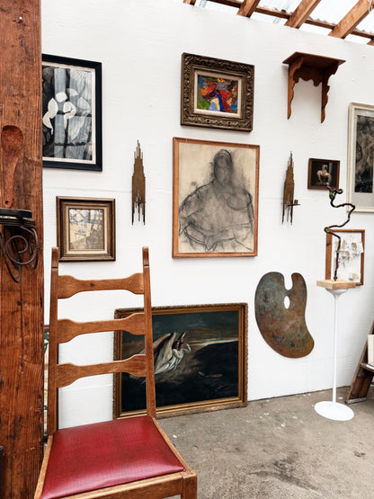 Original Mid Century Portrait on Sandpaper