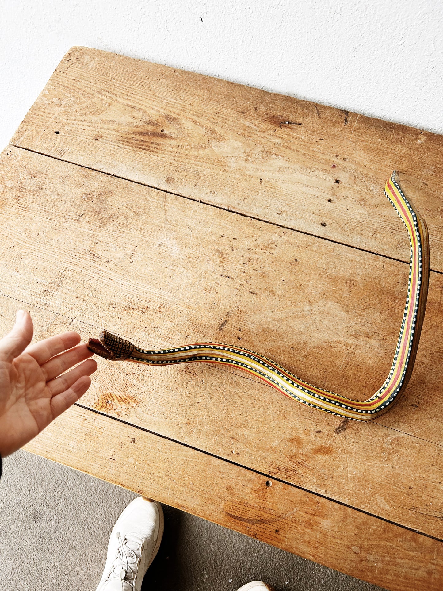 Handcarved Folk Art Wooden Snake