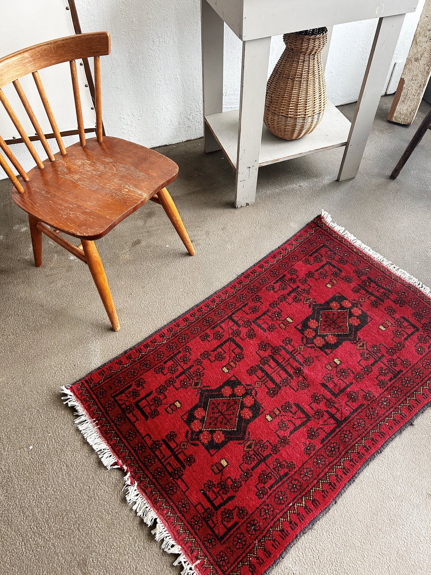 Vintage Hand Knotted Wool Rug