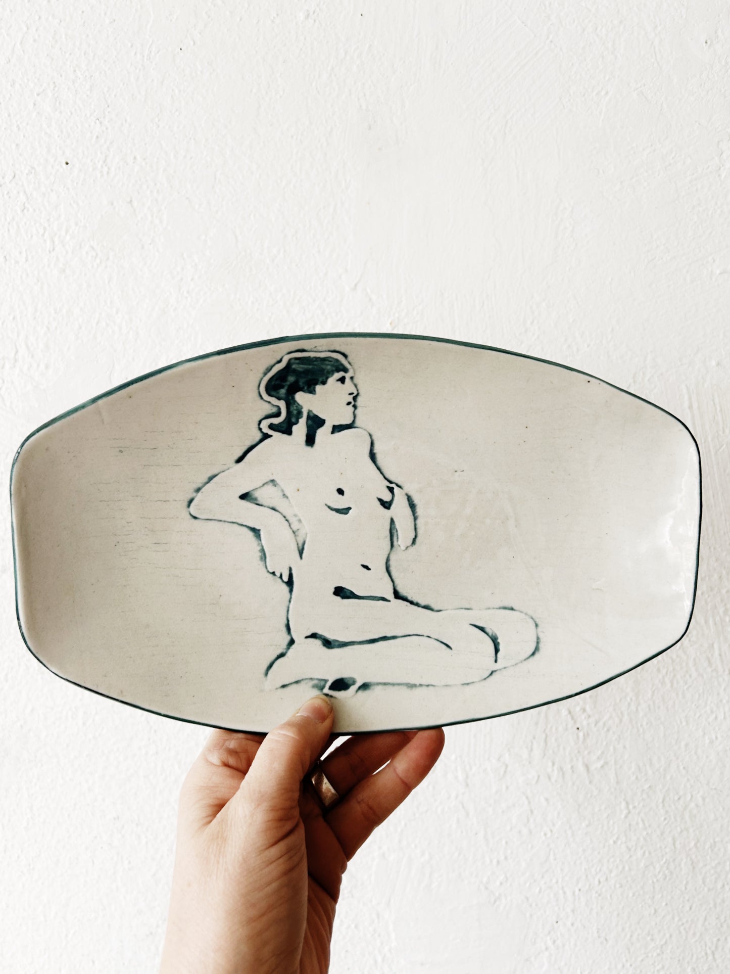 Hand Made Figural Art Pottery Dish