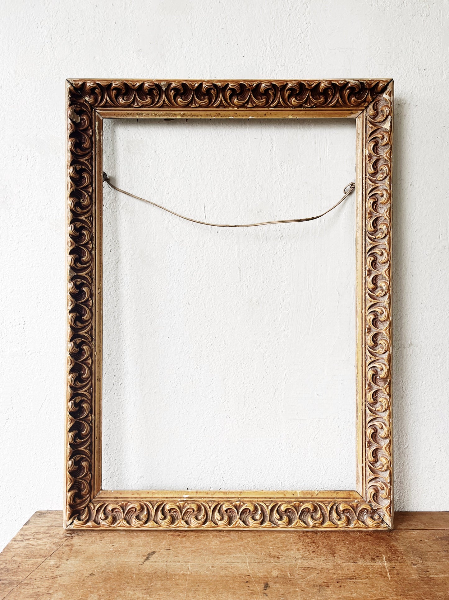 Large Mid Century Carved Wood Frame
