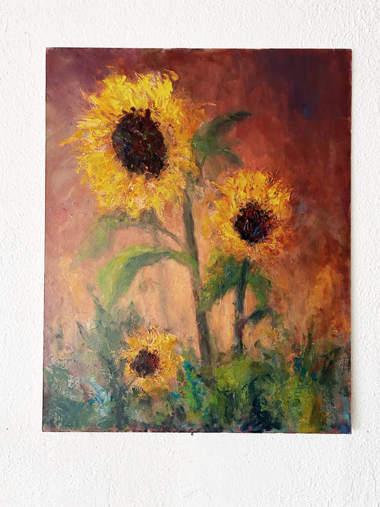 Vintage Original Sunflower Painting