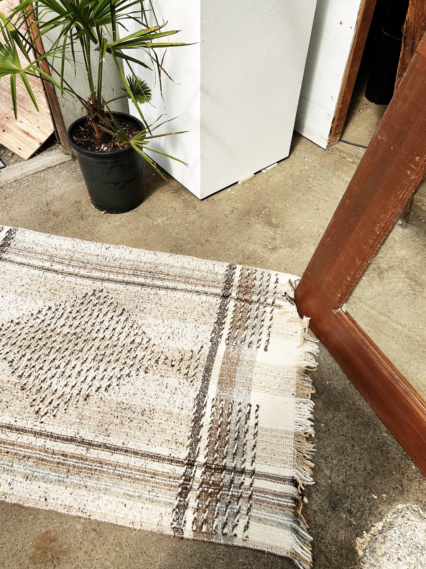 Vintage Woven Wool Throw Rug
