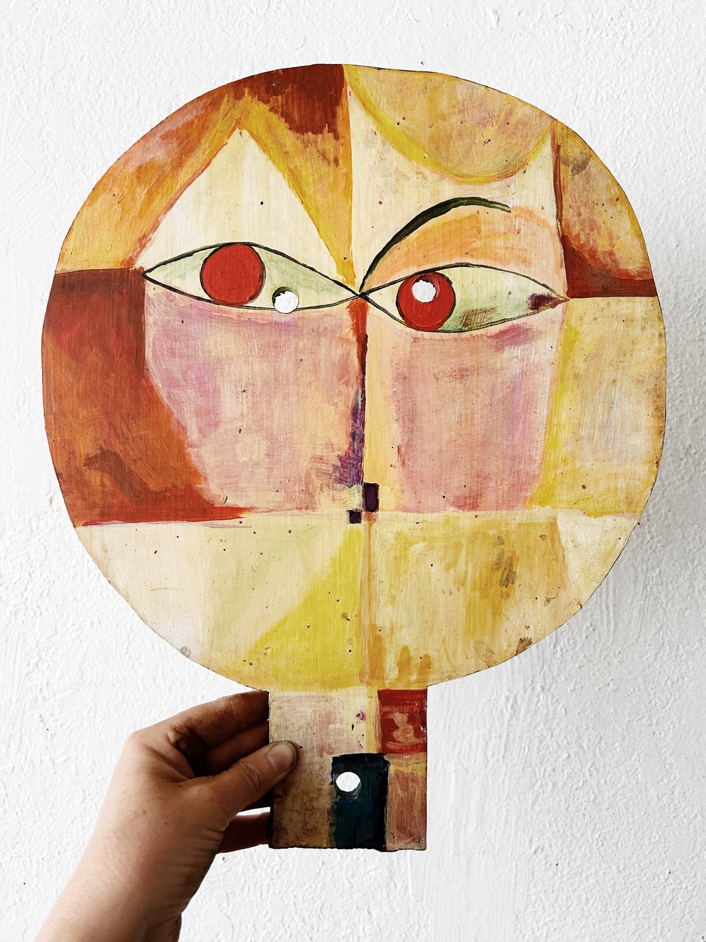 Vintage Hand Painted Wood Paul Klee Folk Art