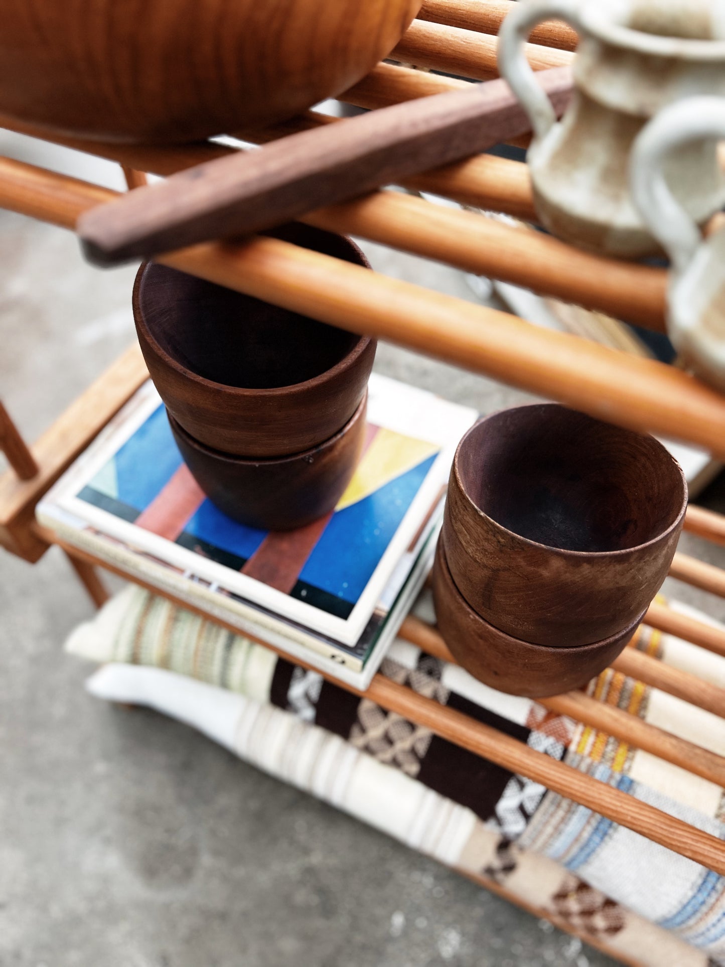 Set of Four Chunky Wood Bowls