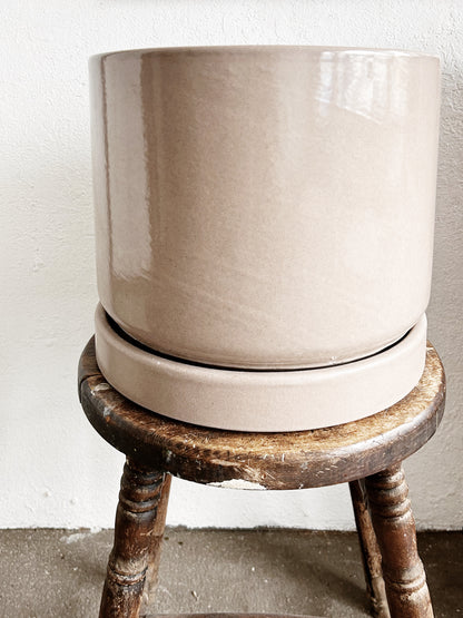 Large Vintage Ceramic Pot with Tray