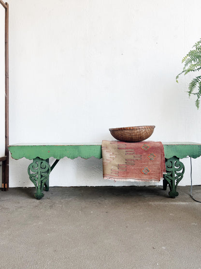 Antique Long Painted Wood Bench