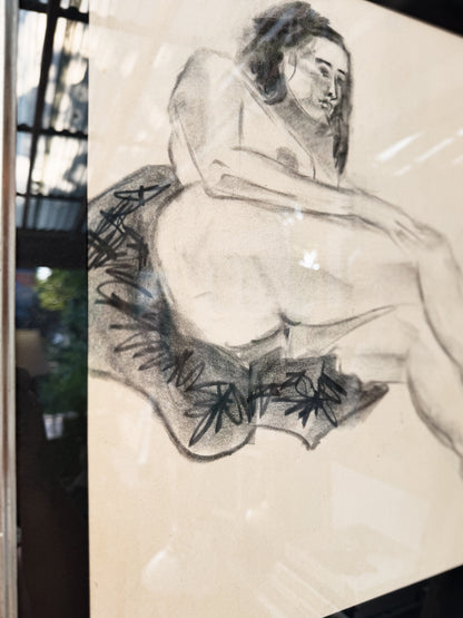 Mid Century Figural Charcoal Drawing