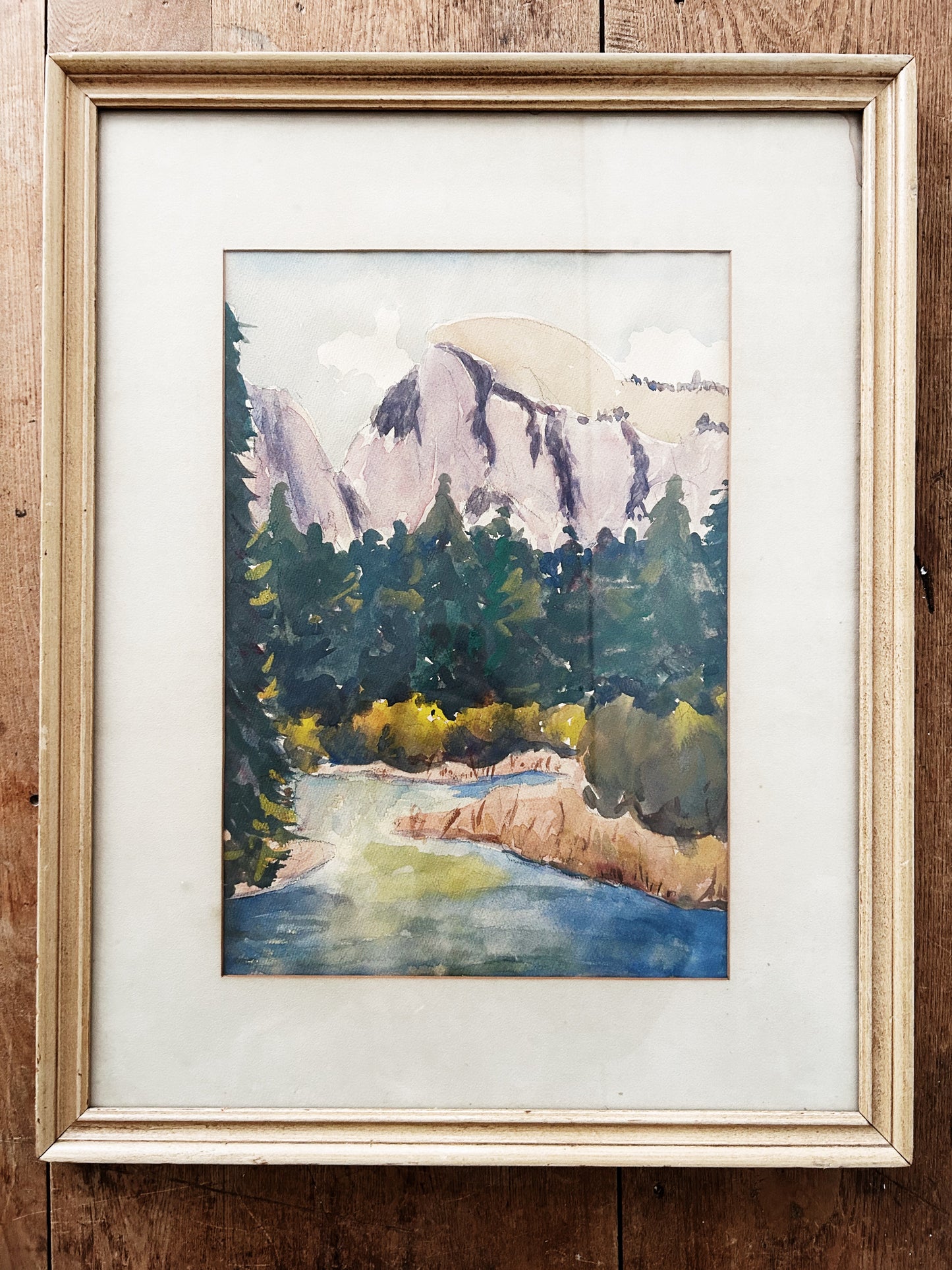 Mid Century Original Framed Watercolor Landscape