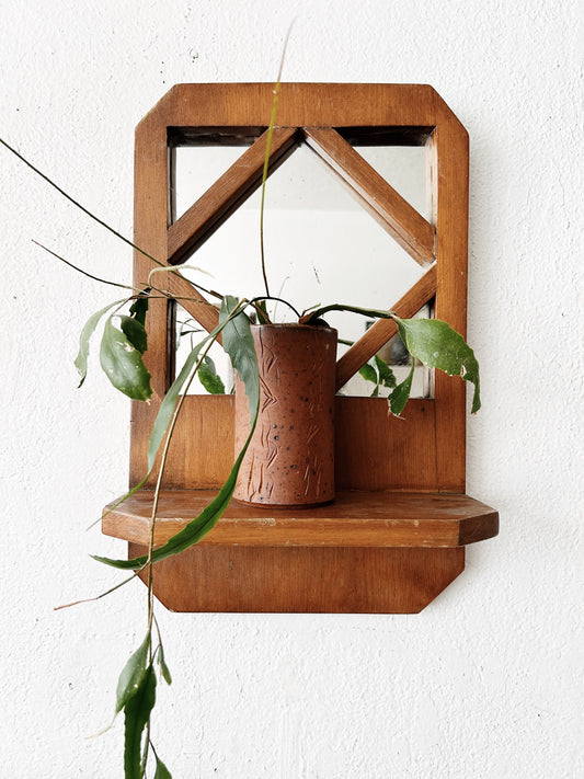 Vintage Mirrored Wood Shelf