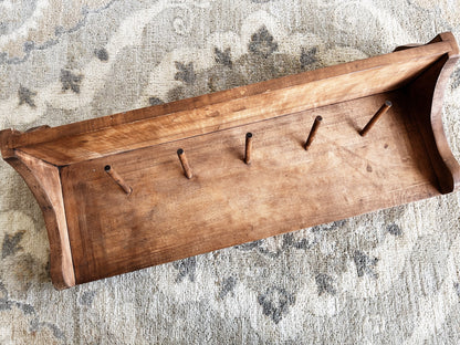 Primitive Wood Peg Rack with Shelf