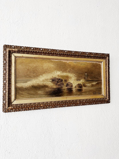 Antique Seascape Oil Painting