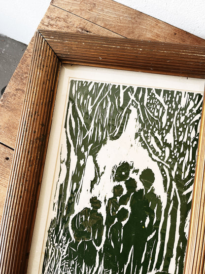 ‘The Gathering’ Vintage Original Woodblock Print