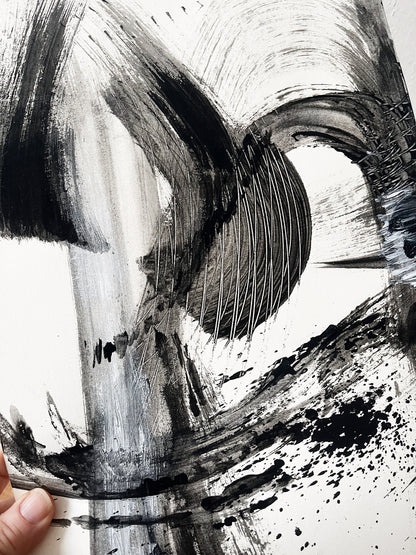 Original India Ink Abstract Painting