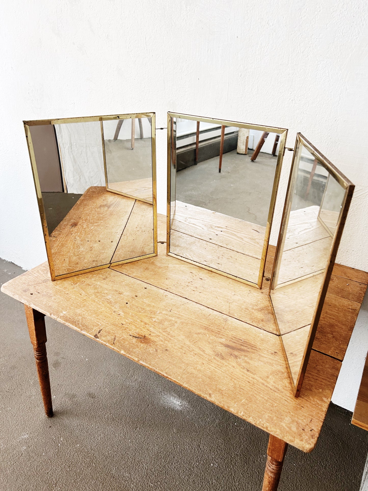 Mid Century Trifold Mirror