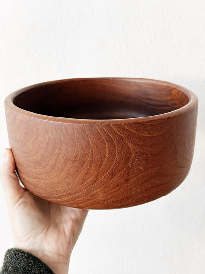 Vintage Terra Cotta or Teak Serving Bowl