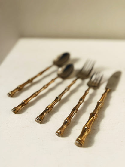 Oxford Hall Gold Bamboo Flatware Set