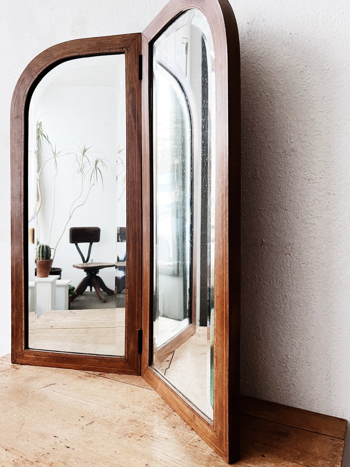 Antique Arched Inlay Mirror