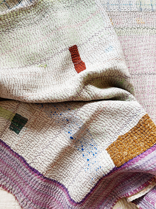 Vintage Multi Patch Kantha Quilt