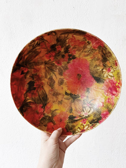 Mid Century Floral Fiberglass Serving Bowl