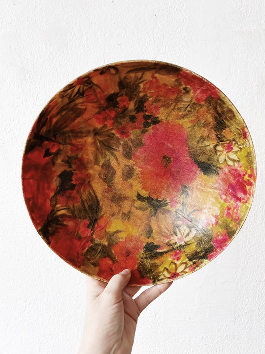 Mid Century Floral Fiberglass Serving Bowl