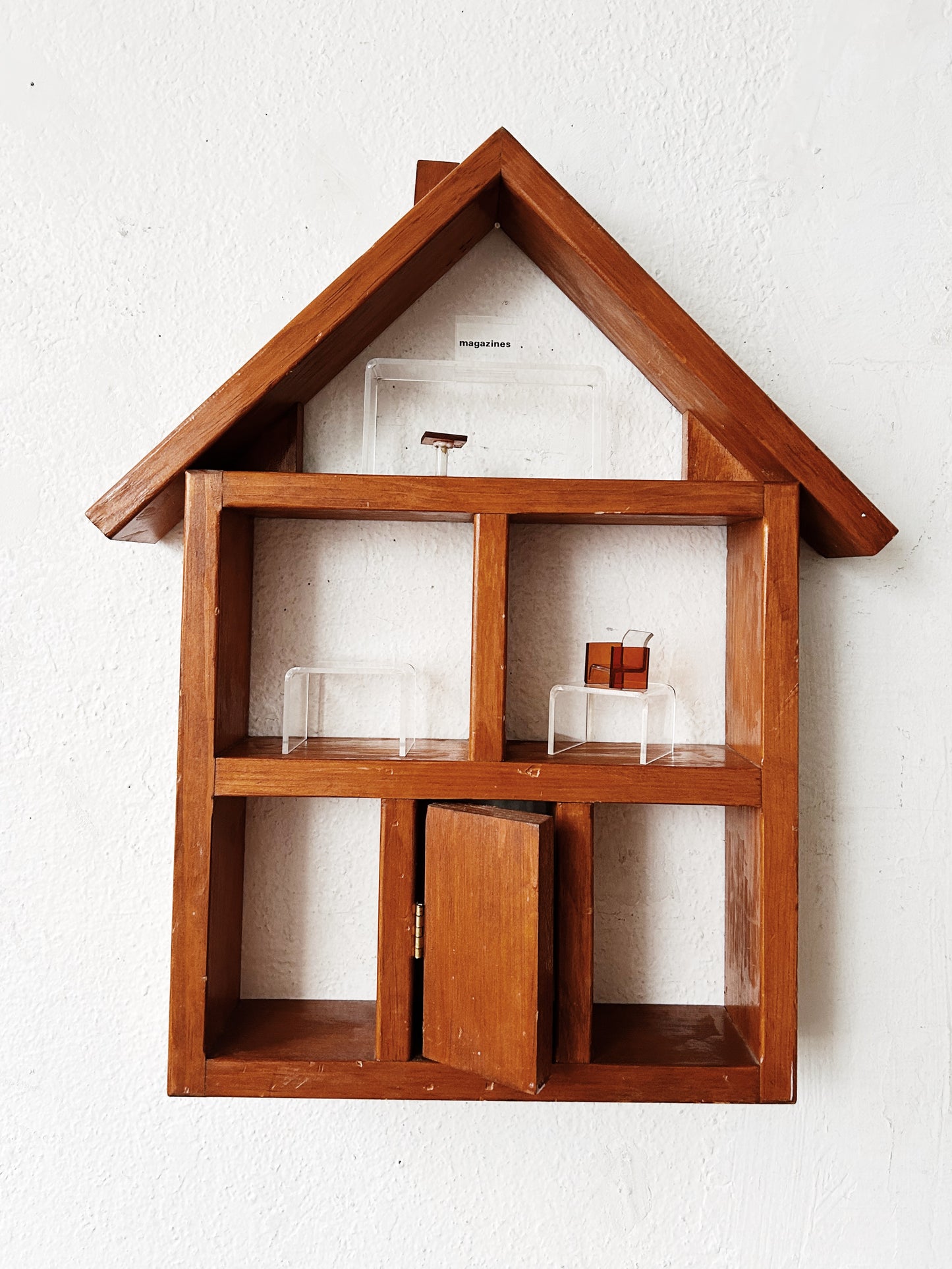 Vintage Handmade Wall House with Vintage Lucite Doll House Furniture