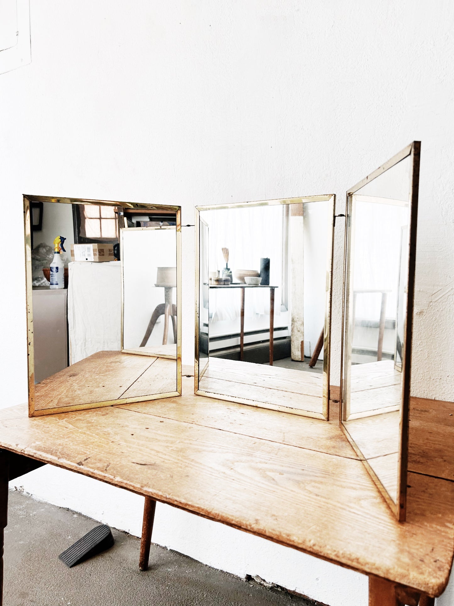 Mid Century Trifold Mirror