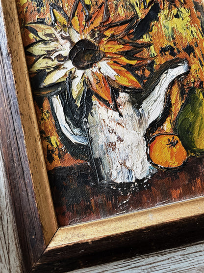 Mid Century Still Life Painting in Oil