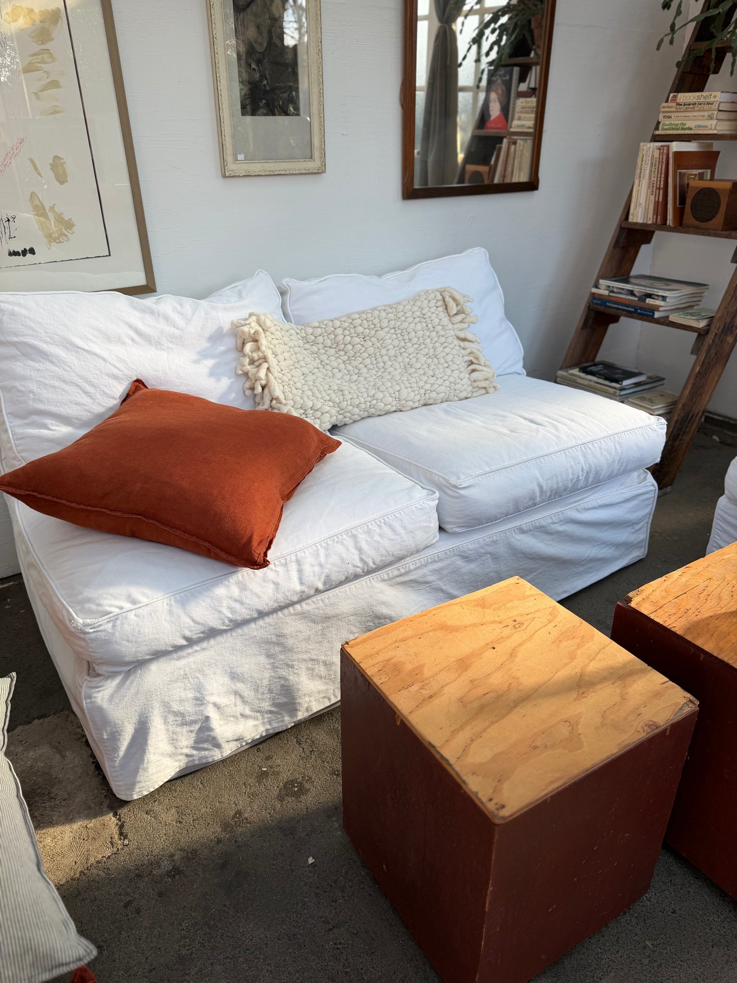 Cotton Slipcovered Sectional Couch