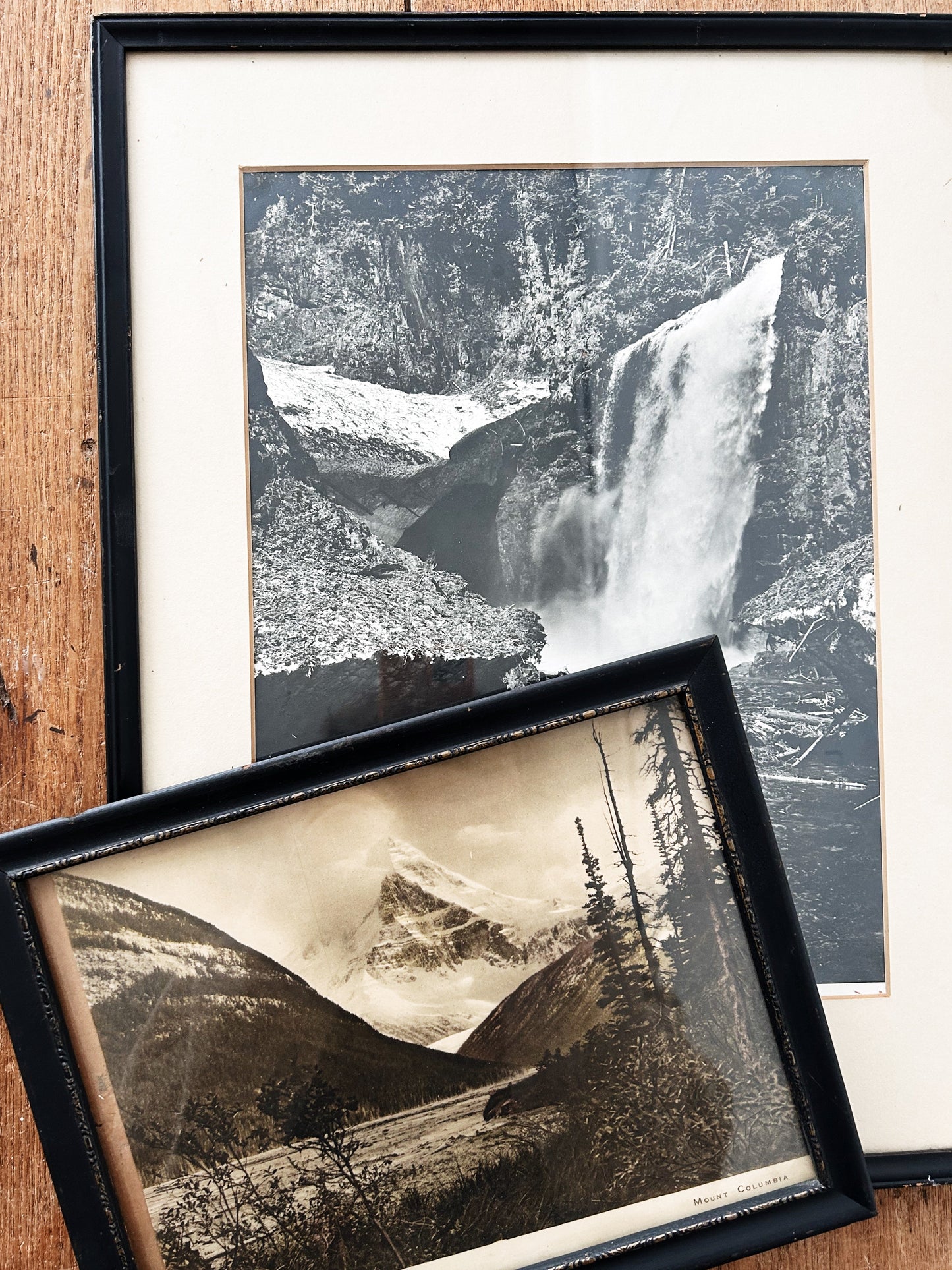 Vintage Framed Black and White Waterfall Film Photograph