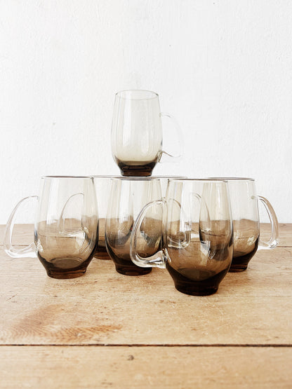 Vintage Libbey Tempo Brown Tankard Mugs