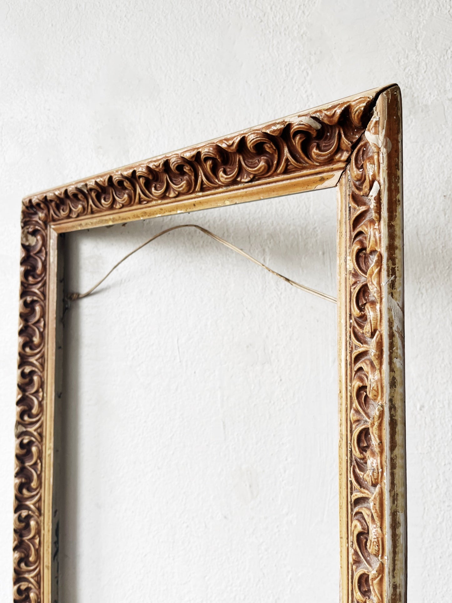 Large Mid Century Carved Wood Frame