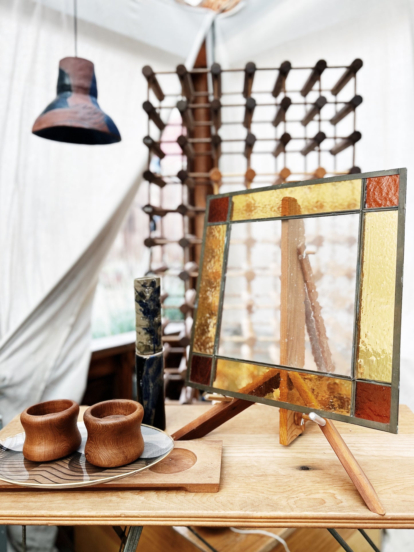 Vintage Stained Glass Panel