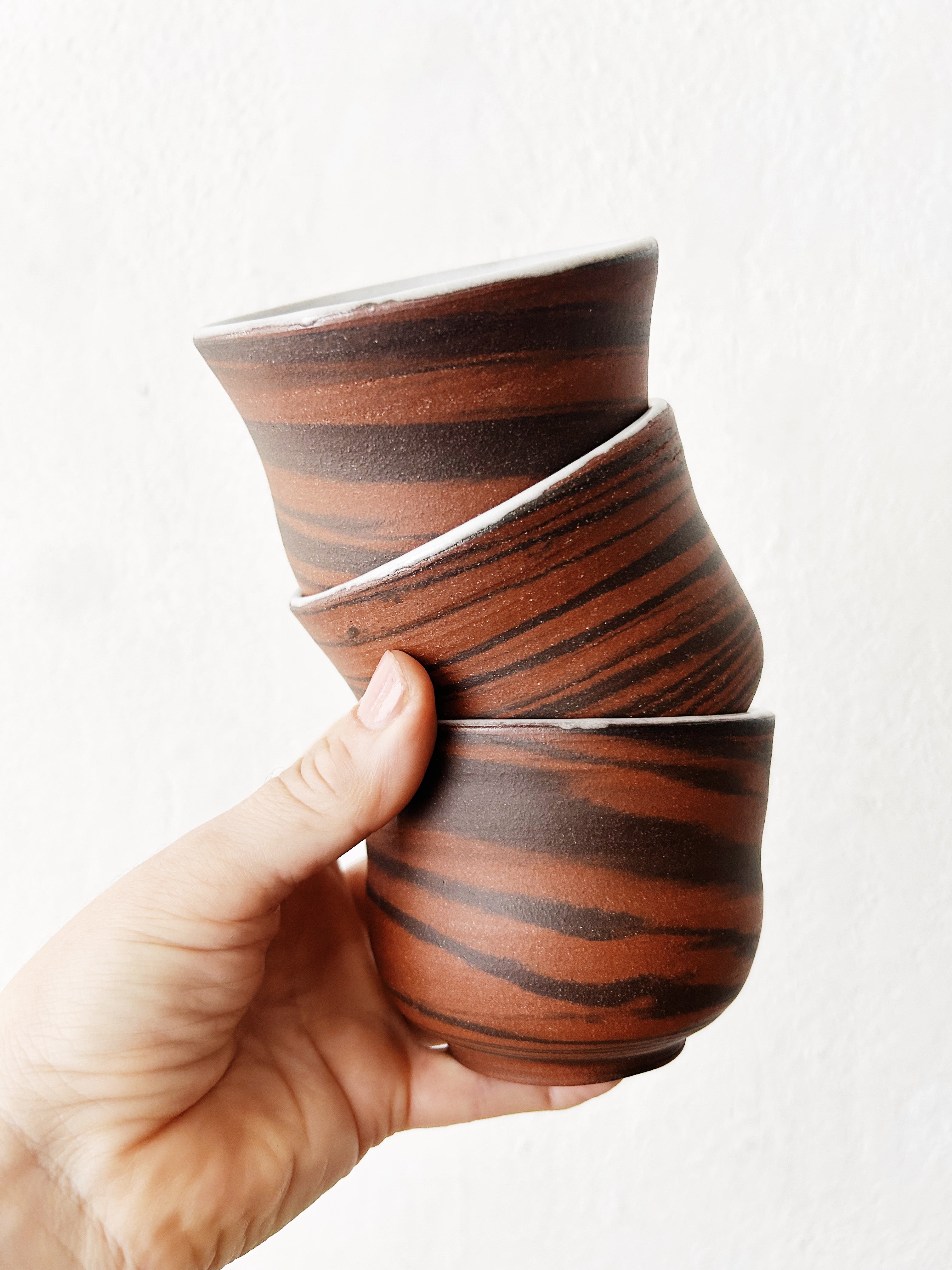 Trio of Handmade Stoneware Cups - Thumbnail 2
