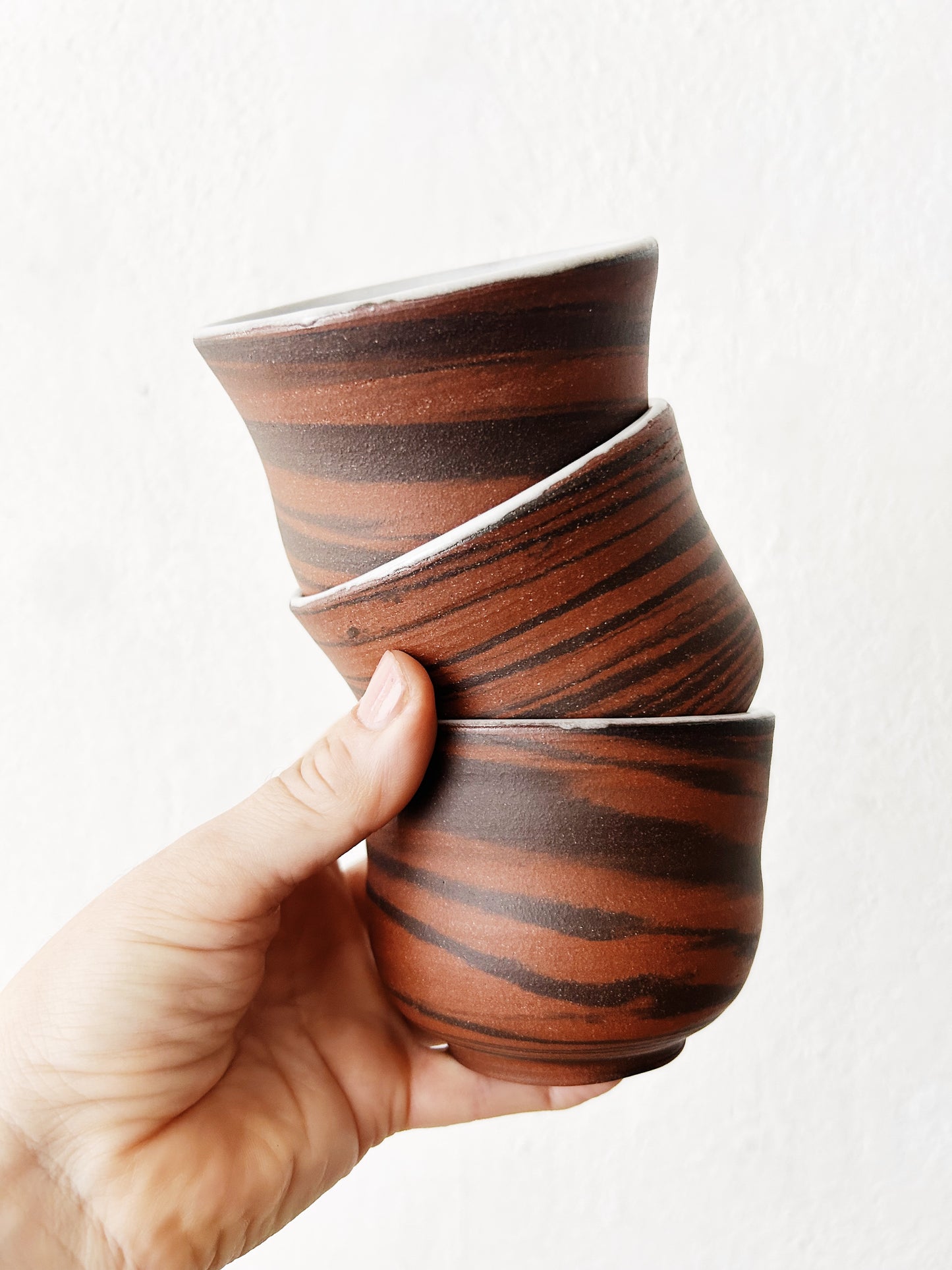 Trio of Handmade Stoneware Cups