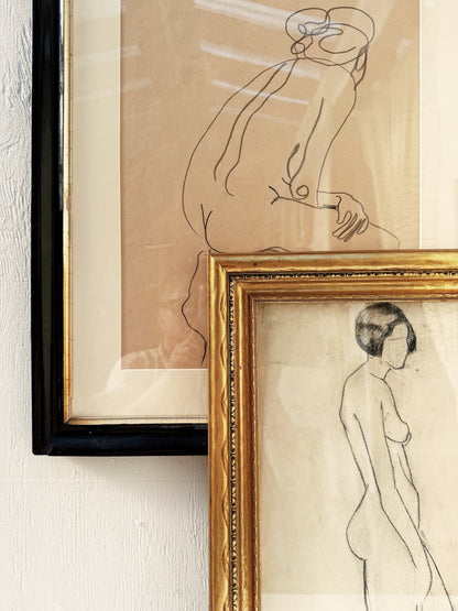 1920s Max Allara Charcoal Figure Drawing