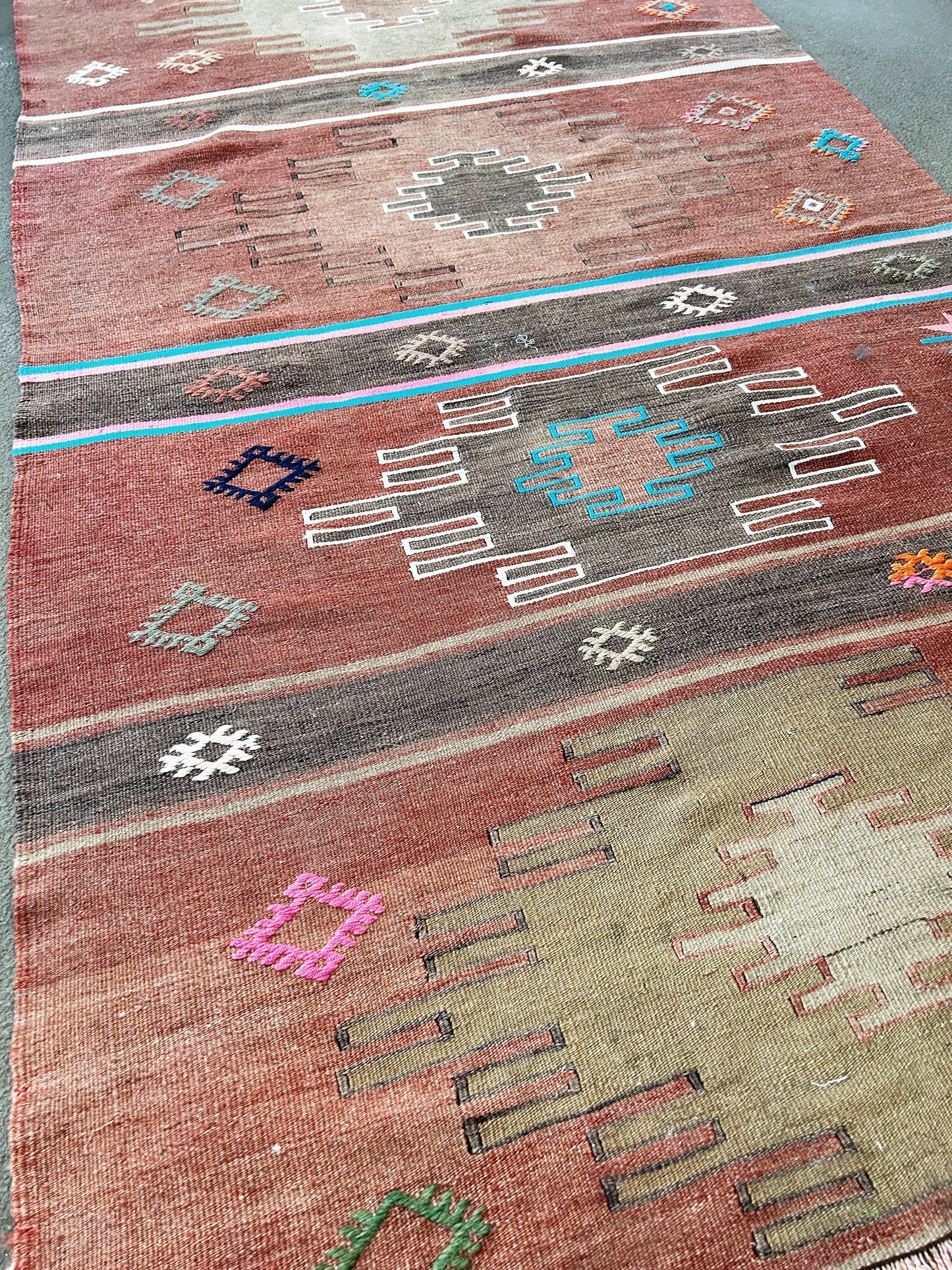 Vintage Flat Weave Wool Rug