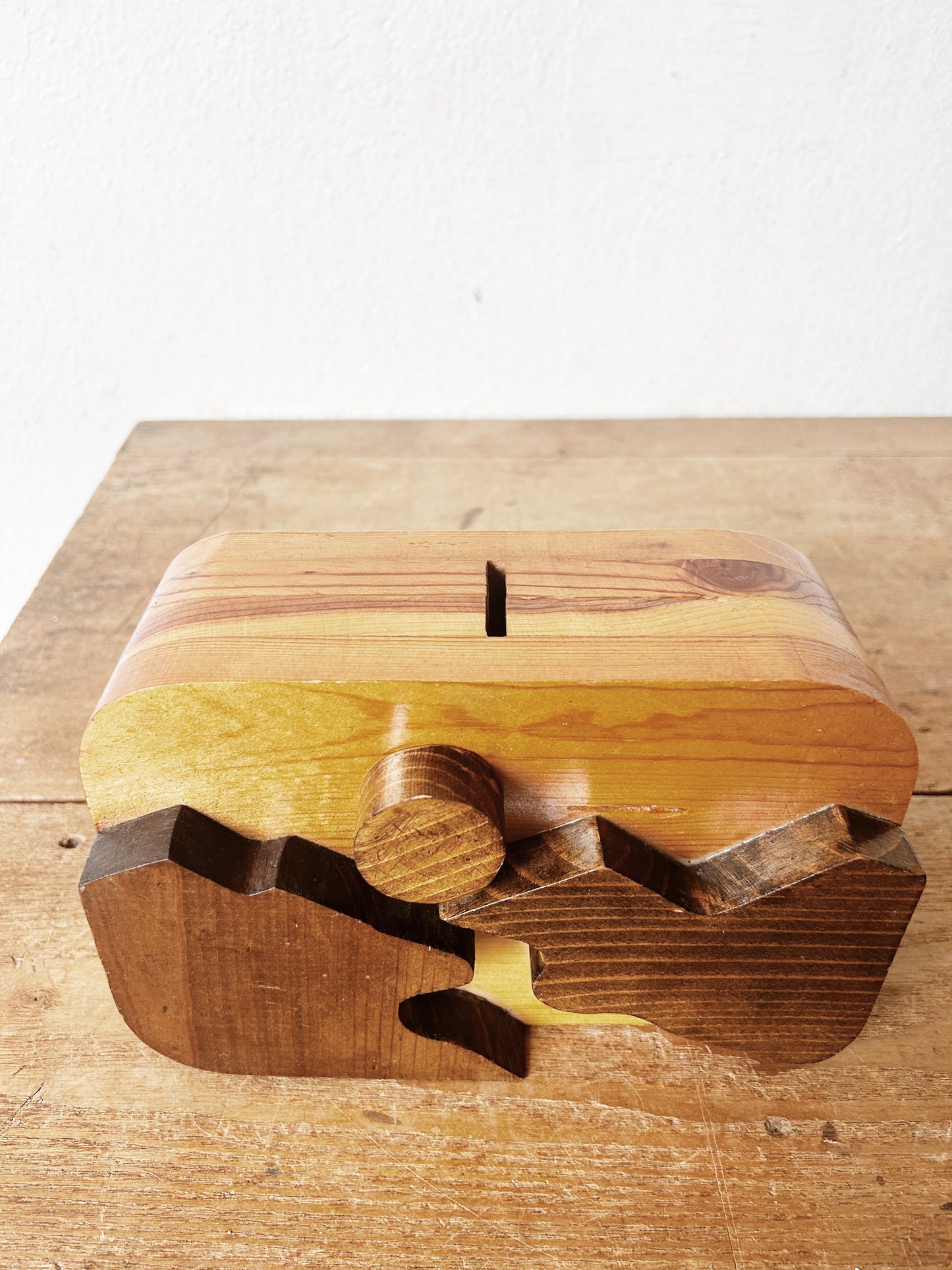 Vintage Handmade Wood Bank