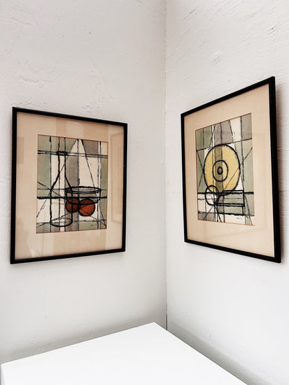 Vintage Original Hand Colored Abstract Still Life