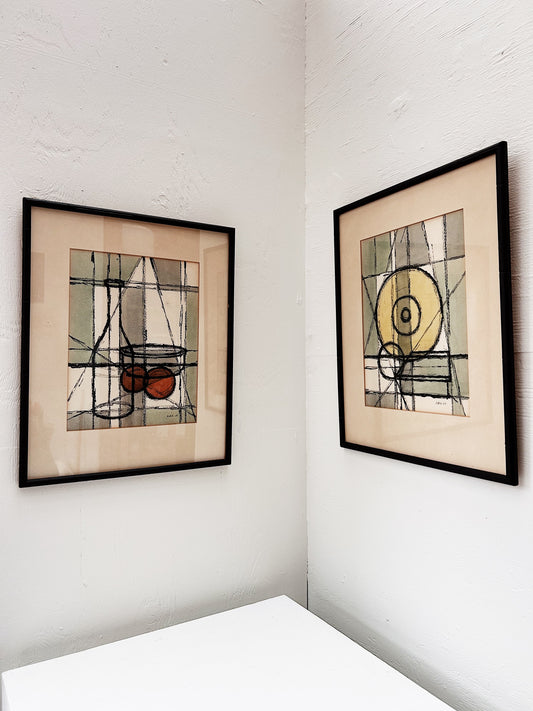 Vintage Original Hand Colored Abstract Still Life