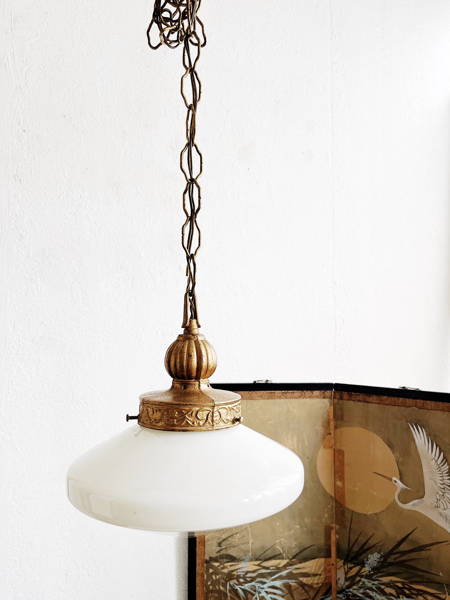 Antique Milk Glass Pendant Lamp