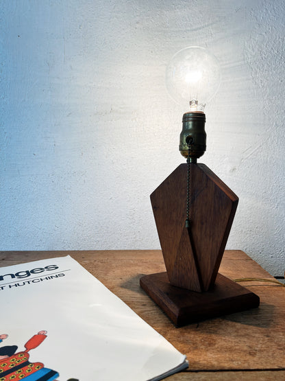 Vintage Handmade Wood Lamp with Shade