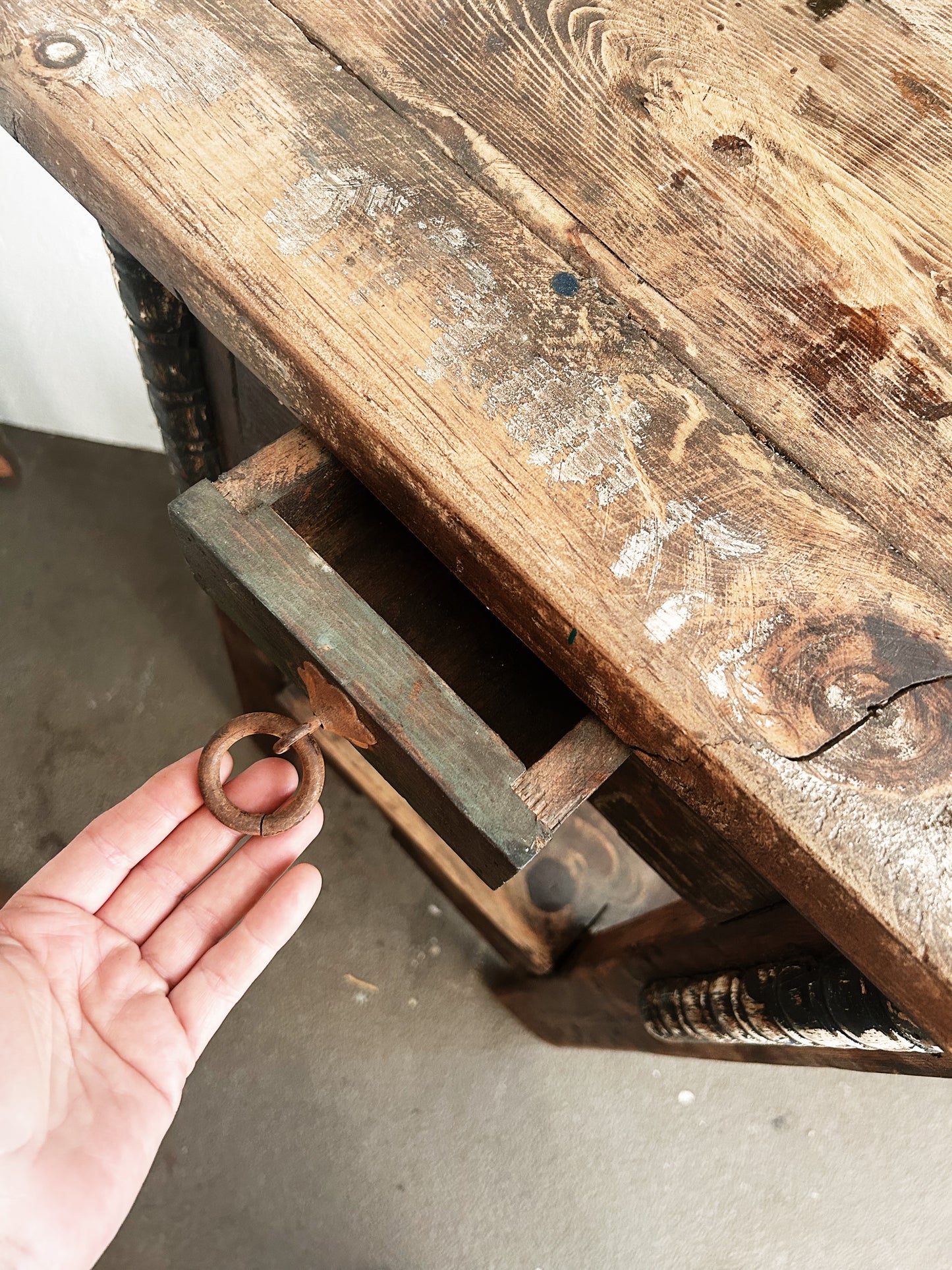Antique Handmade Wood Folk Shelf/ Entry Stand Mexico