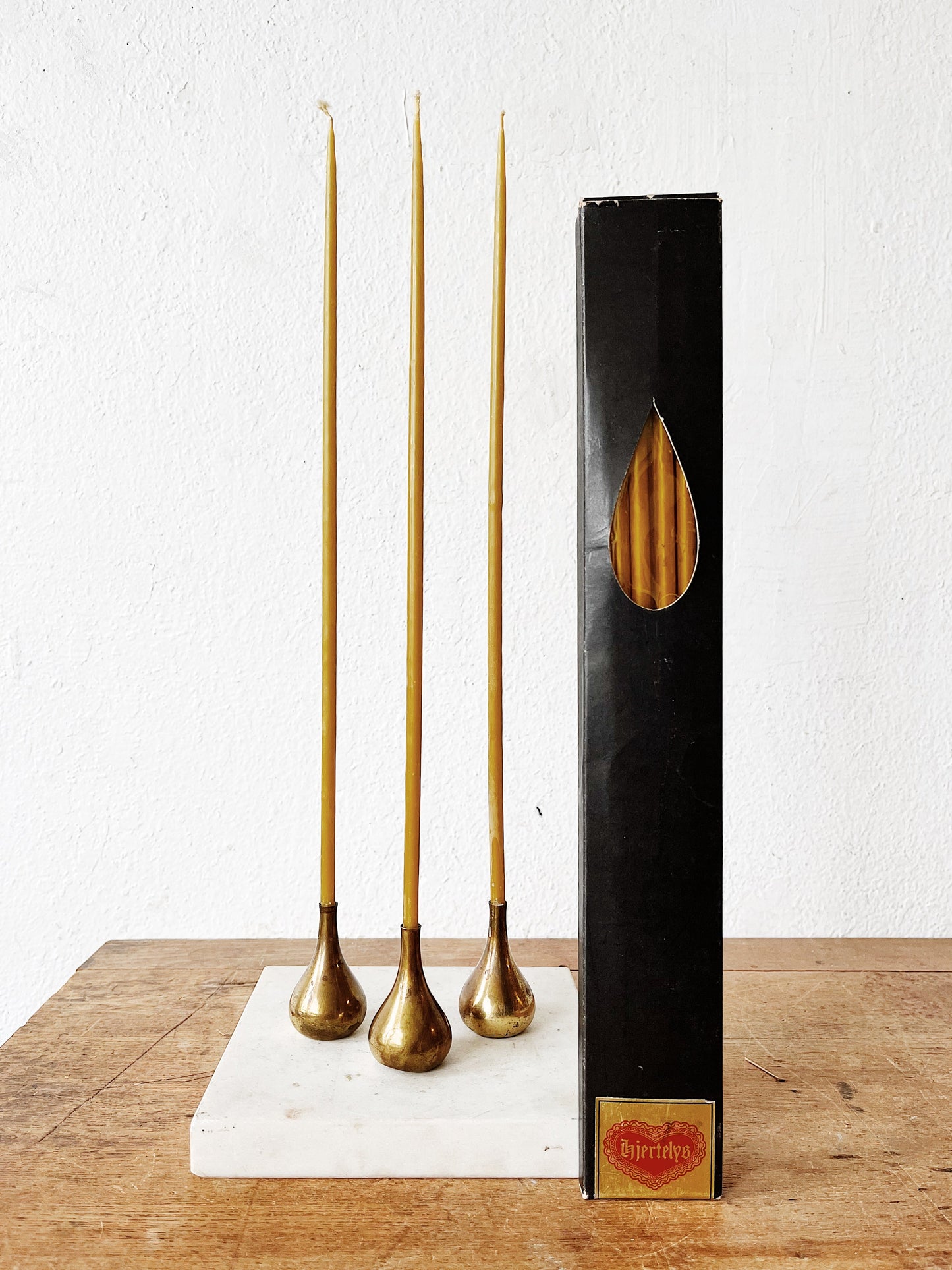 Danish Modern Teardrop Candle Holders and Candles