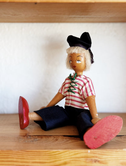Vintage Wooden French Doll