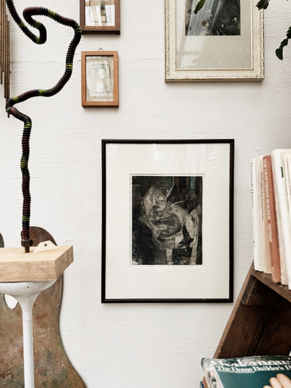 Vintage Modernist Bird Etching